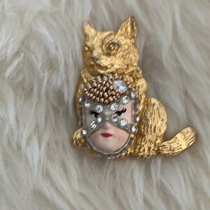 CAT PIN CREATED with VINTAGE PIECES